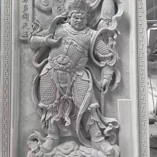 茂名 芝麻灰花岗岩人物雕刻——多闻天王